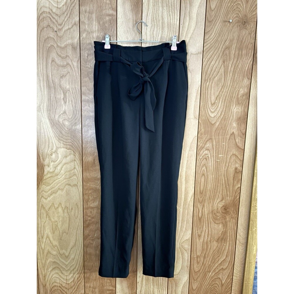 Express black high-rise pleated tapered pants with a self-tie‎ belt Size 8 NWOT